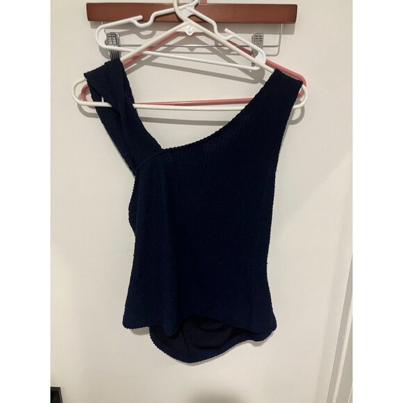 Sunday In Brooklyn Anthropologie Twist Neck Structured Tank, Navy, XL, NWT - Picture 3 of 4